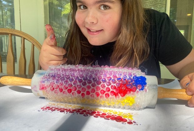 Bubble wrap games and crafts to try with kids! Photo by Ally Noel