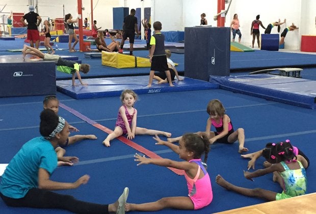 Kids are grouped by ages and skill level at Buckhead Gymnastics & Cheer to achieve their greatest potential. Photo by author