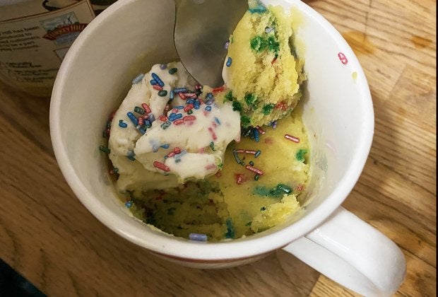 Older kids can even make these mug cakes on their own.