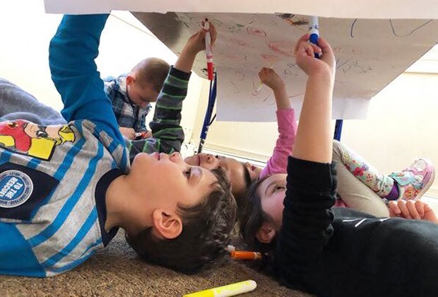 See art from a different perspective at Miss Midgie's Preschool.