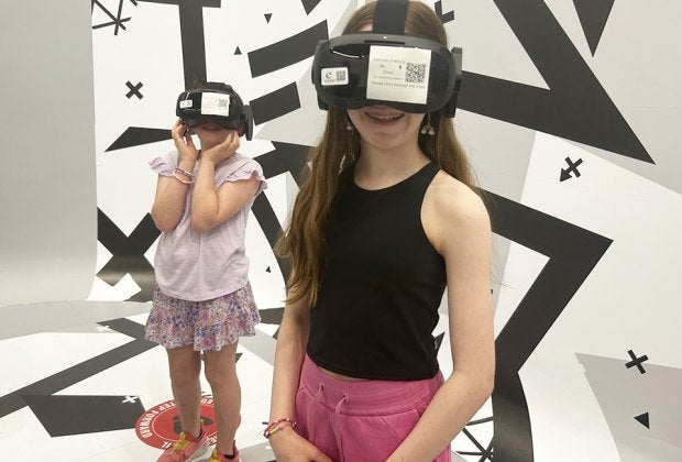 My kids LOVED exploring the pyramids of ancient Egypt by way of the Horizon of Khufu VR tour. Photo by Melanie Preis