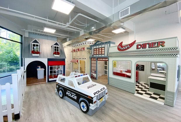 Paper Street's play space is modeled as a town in miniature, giving little Garden State residents plenty of room to romp and roam.