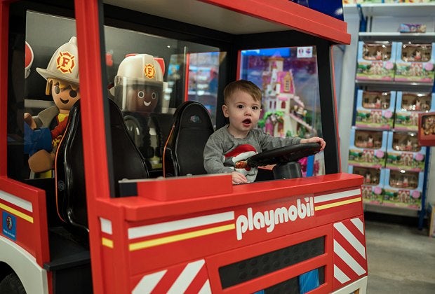 Cruise in the Playmobil Fire Truck during your trip to Toys"R"Us. Photo courtesy of American Dream Mall