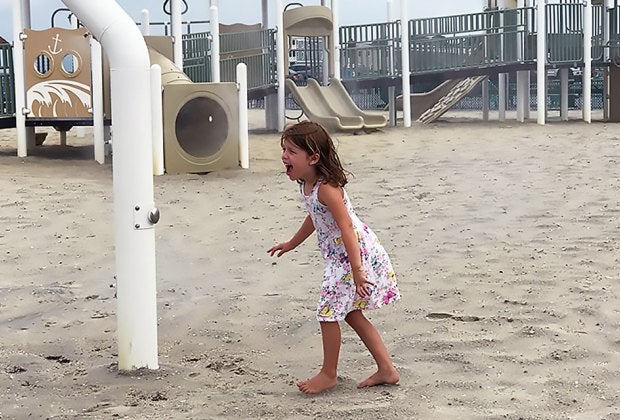 Get sprayed in the sand at Bayview Playground on LBI. Photo by Rose Gordon Sala