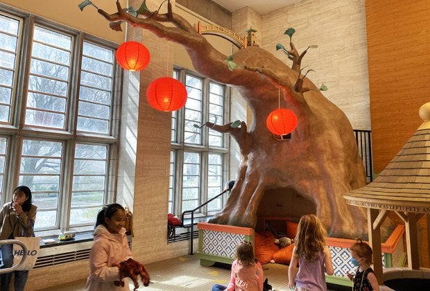 Cotsen Children's Library at Princeton University has great places for kids to play or to sit quietly with a book. 