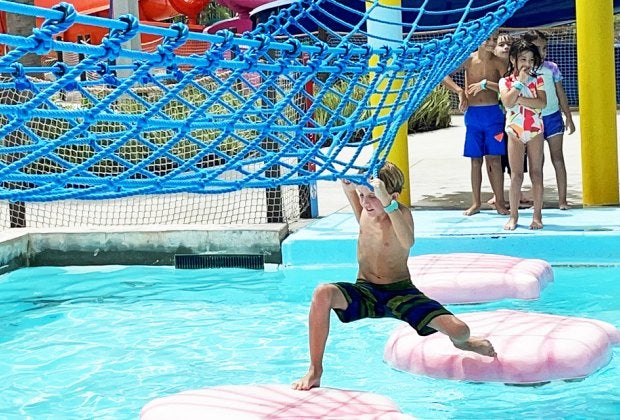 Obstacle courses are part of the water play at Island H2O Water Park.