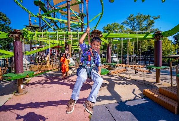 Check out the amazing WildWorks Ropes Course at the entrance to the Philadelphia Zoo.Photo by J. Fusco for Visit Philadelphia
