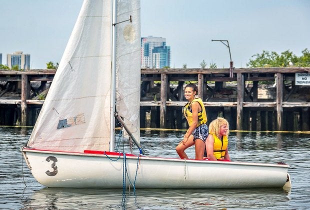 Older kids learn the Science of Sailing. Photo courtesy of Piers Park Sailing Center 