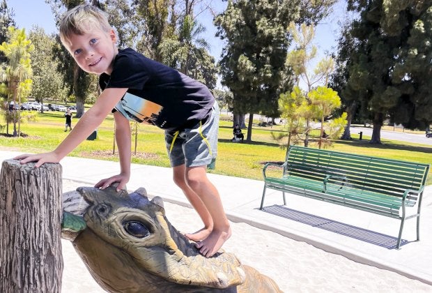 Say "Roar" at the dino-tastic park in Long Beach. Recreation Park photo by Kylie Williams