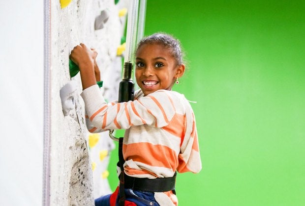 Rockin' Jump's climbing lanes range  from beginner to advanced. Photo courtesy of Rockin' Jump