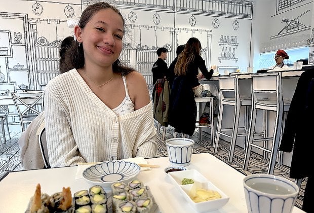 Shirokuro is a black-and-white destination that's 100 percent hand-drawn and makes it feel like you're dining inside a doodle. Photo by Jody Mercier