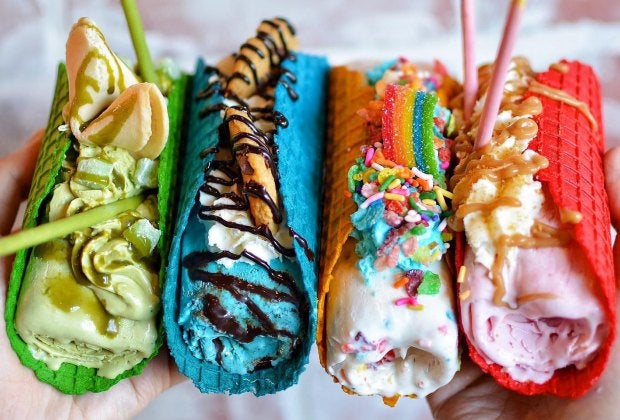 Ice cream tacos come in every flavor and color. Photo courtesy of Sweet Rolled Tacos