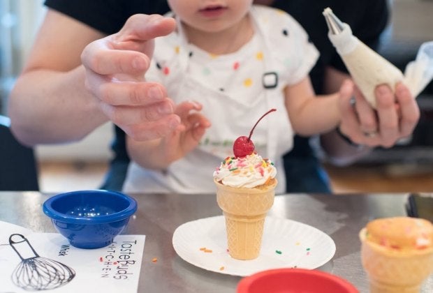 Taking a class together is a sweet way to bond with your mini-me. Photo courtesy of Taste Buds Kitchen