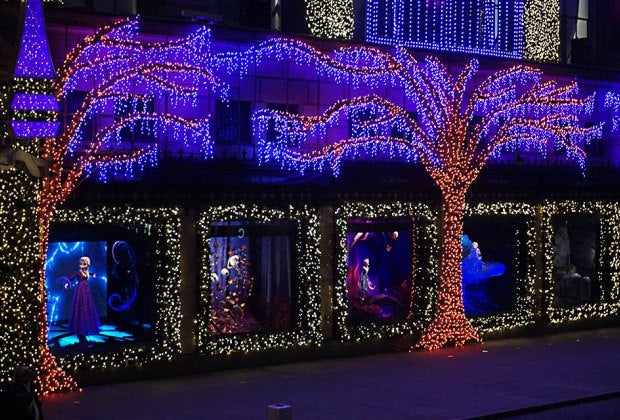 The holiday windows at Saks this year feature scenes from Frozen 2. Photo by Jody Mercier