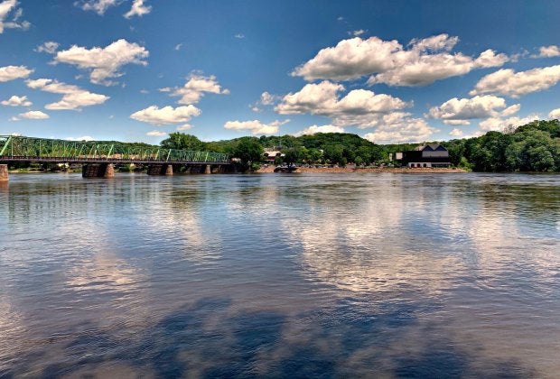 View from the riverwalk in downtown New Hope