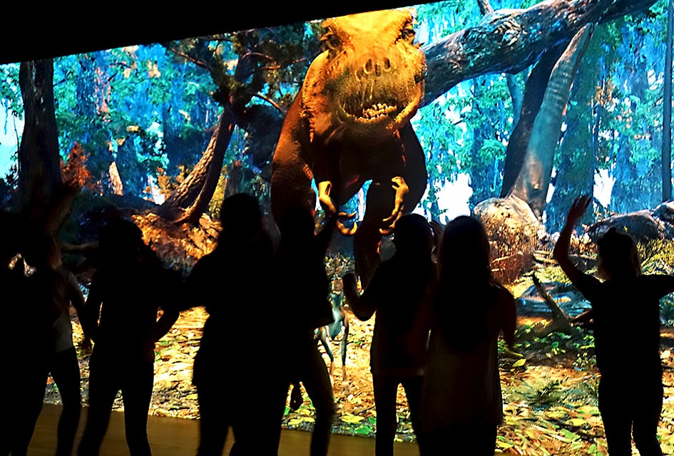 T. rex comes straight at you in this interactive exhibit at the American Museum of Natural History