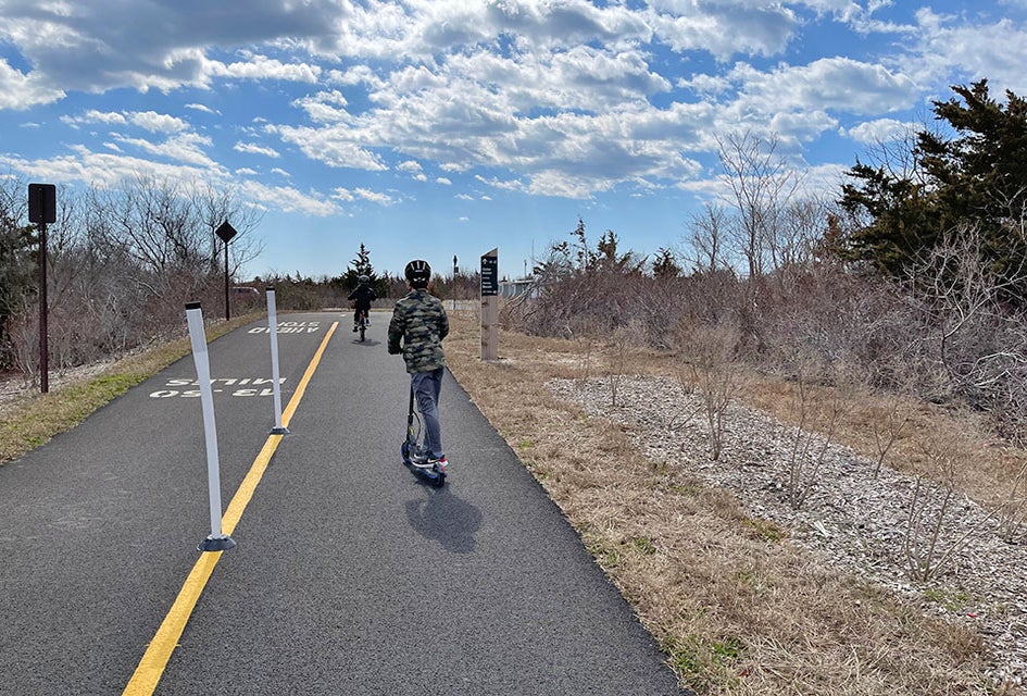 Walk, ride, scoot, or cycle along the Ocean County Greenway Trail to explore 14 miles of South Shore beauty.