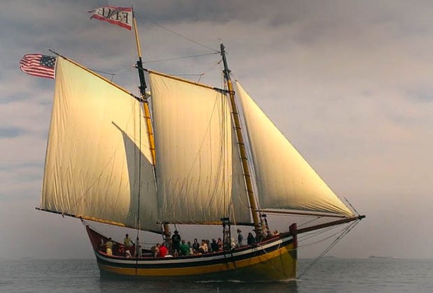 Photo of Salem, MA's Schooner Fame sailboat at sea - Things to do in Salem MA.