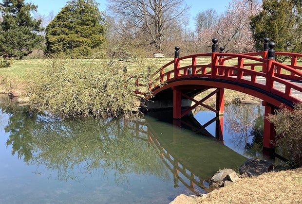The red bridge at Duke Farms