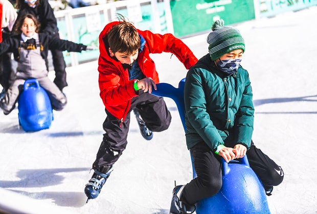 Image of children at outdoor ice skating rink in Boston
