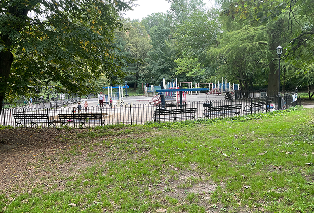 Wide view of the Third Street Playground in Prospect Park