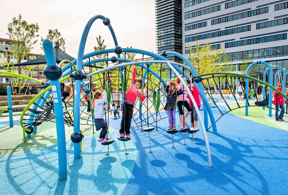 Mayor Thomas M. Menino Park features one of the coolest climbers in Boston! Photo courtesy of Landscape Structures Inc.