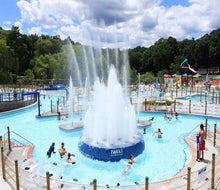 Tibbets Brook Park's swimming complex includes a splash pad complete with cool jets and sprinklers. 