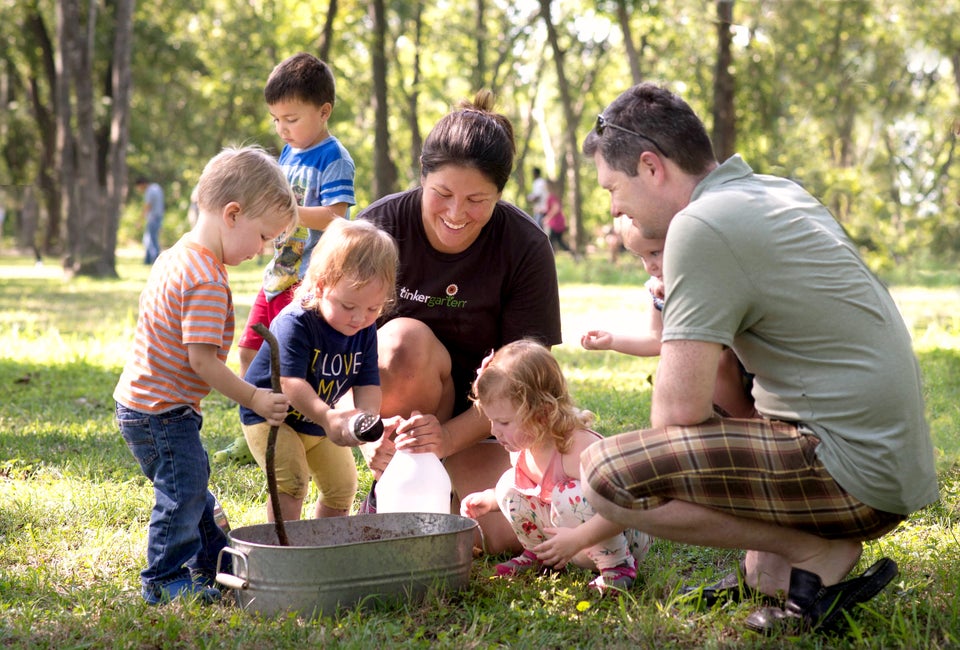 Kids learn through hands-on exploration in Tinkergarten. Photo courtesy of Tinkergarten