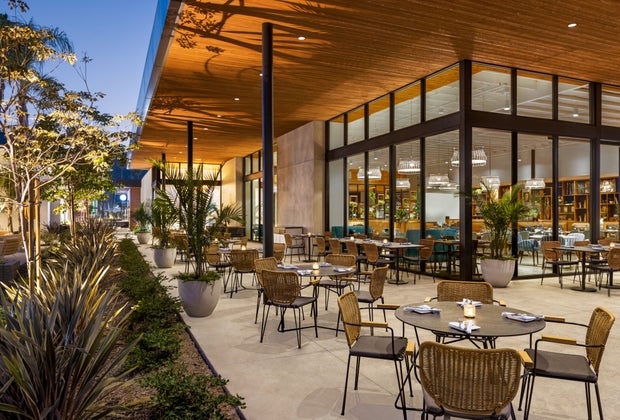 Dine indoors or out at ARLO restaurant at Town and Country Resort.