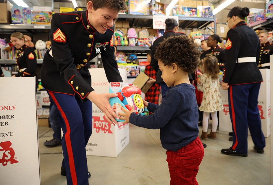 Toys for Tots brings Christmas joy to children in need. Photo courtesy of the Marine Toys for Tots Foundation