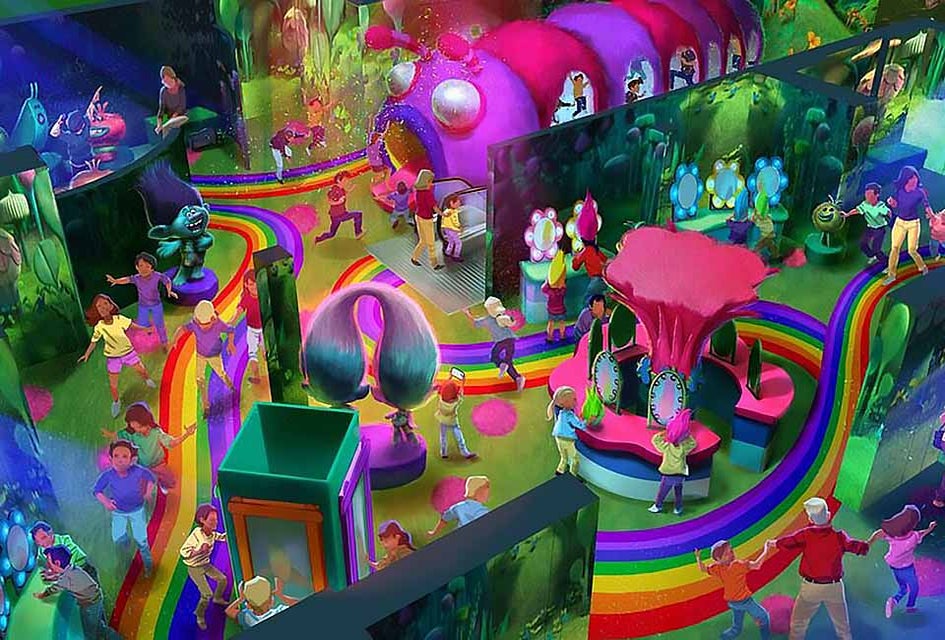 A rendering of DreamWorks Trolls The Experience opening this fall.  Rendering courtesy of Feld Entertainment Inc.