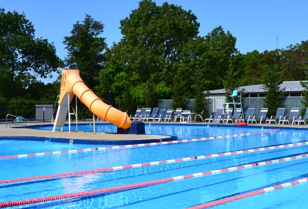 Photo of large pool with water slide- Top Swimming Pools with Day Passes