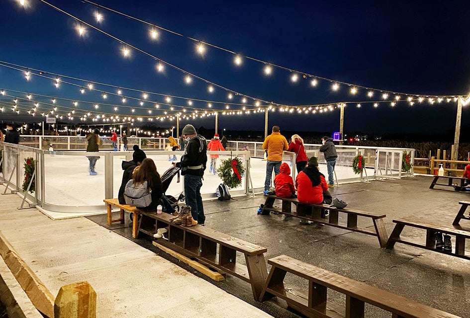 Enjoy ice skating,  hot cocoa, and s'mores by the fire at Waterdrinker Family Farm. Photo courtesy of the farm