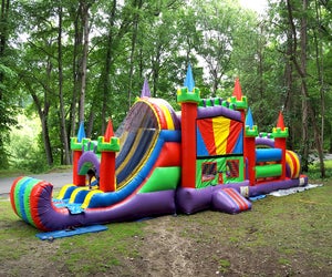 Fiesta Bounce has elaborate and massive bouncy houses sure to please energetic birthday kids.