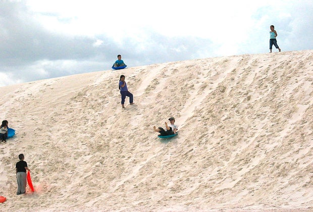 Some of these hills are pretty impressive for sand sledding.