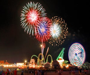 Fireworks are visible from almost anywhere along the Wildwood boardwalk. Photo courtesy of Greater Wildwoods Tourism 