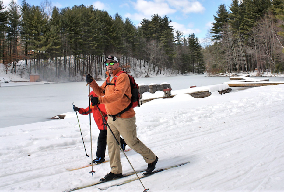 Rent cross country skis and hit the groomed paths of Winding Trails. Photo courtesy of Winding Trails