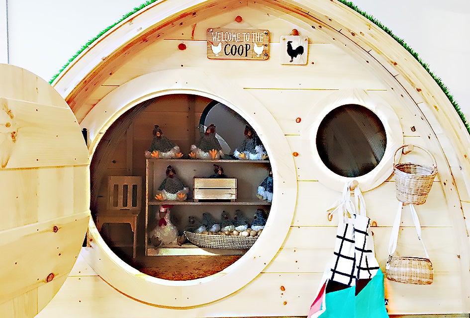 Check out the adorable chicken coop and collect some eggs. 